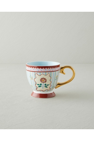 Nostalgic Wildflower New Bone China Kupa 460 Ml Mavi Bordo