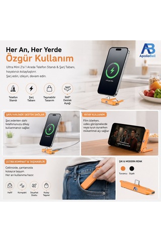 Apollobell Dhp03-007 Şarj Portlu Telefon Standı