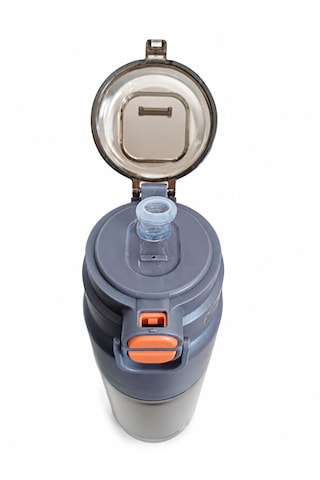 Çift Kapaklı Matara Suluk 920 Ml 2 Farklı İçim Seçeneği, Spor Ve Günlük Kullanım Gri