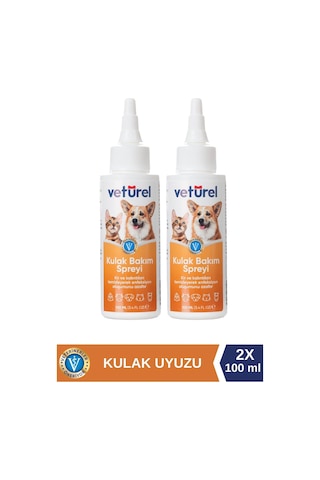 Veturel Kedi Kulak Temizleme Solüsyonu Kir Enfeksiyon Kaşıntı Koku Önleyici Bakım 2 x 100 ML