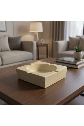 Northcity Premium El Yapımı Doğal Mermer Küllük - 12x12 Cm Dekoratif Doğal Taş Küllük