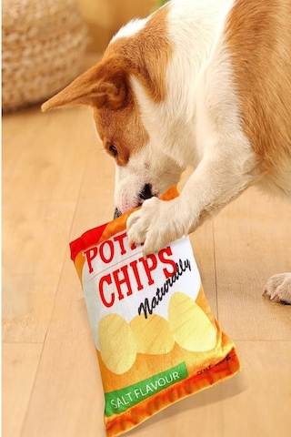 Tineke Cips Dayanıklı Sesli Köpek Oyuncağı Patato