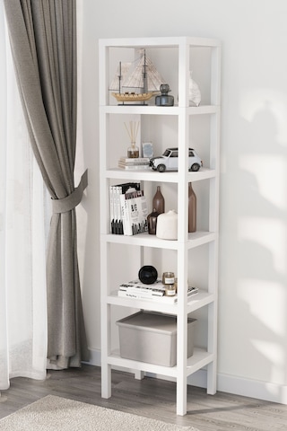 Shelf 6 Katlı Düzenleyici Plastik Raf Ünitesi Beyaz, Kitaplık, Mutfak, Banyo Rafı Dolabı Beyaz