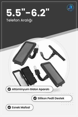 Motosiklet Smart Bar Telefon Tutucu 5.5 6.2 İnç Altüminyum Gidon Çok Renkli