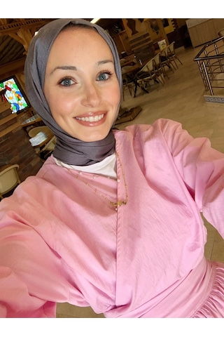 Butik Moda Etkm003 Üstü Bağlamalı Eteği Yandan Fermuarlı Takım Pembe 001
