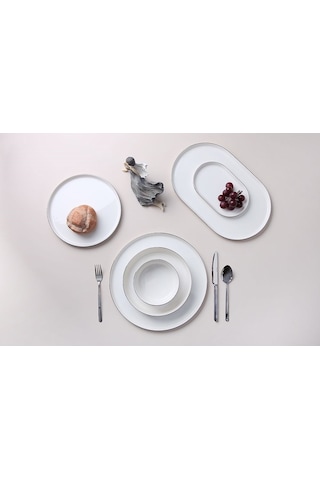 Porland 04ALM006747 Chopin Platin 27 Parça 6 Kişilik Yemek Takımı