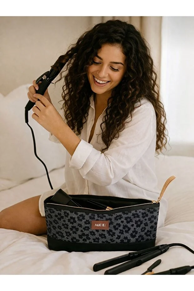 Lüx Premium Leopar Saç Şekillendirici Çantası I Saç Düzleştirici Çantası I Saç Maşası Çantası I 38x16x16
