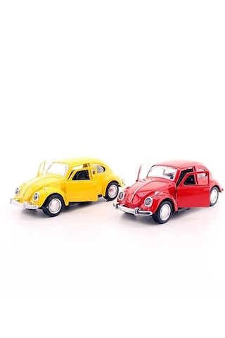 Mobgift 2'li Set Sarı Kırmızı Metal Vosvos Araba Büyük Boy 12cm
