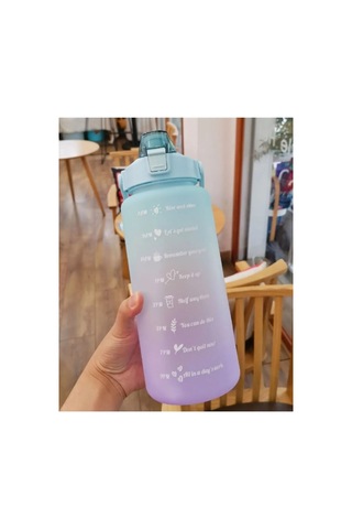 Delux Serisi Matara Büyük Suluk Antrenman Suluğu Günlük Motivasyon Su Matarası 2 Litre Çok Renkli