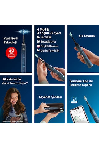 Philips Sonicare Diamond Clean 9000 Şarjlı Diş Fırçası,Seyahat Kabı,Sonicare App - Siyah HX9911/88