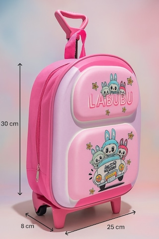 Çekçekli Labubu Kız Anaokul Kreş Sırt Çantası Pembe-eflatun