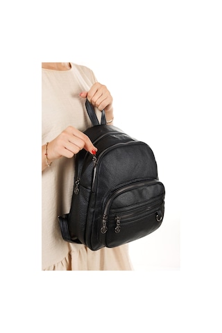 Newish Polo Kadın Deri Ayarlanabilir Askılı Omuz Ve Sırt Çantası New353 - Siyah