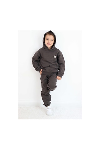 Miababy Unisex Kapşonlu Eşofman Takımı Kahverengi
