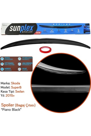 Sunplex Skoda Superb 2015-2019 Spoiler Bagaj Çıtası Piano Black S