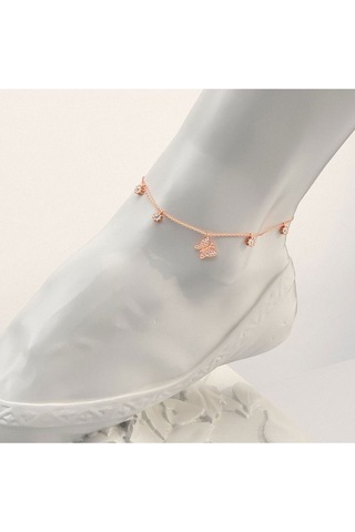 İndigo Takı Minik Kelebek Rose Gümüş Halhal Çok Renkli