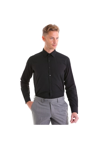 Hatemoğlu Slim Fit Pamuklu Uzun Kollu Erkek Gömlek Siyah