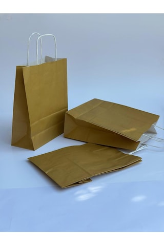 1.kalite 18x8x24cm 5 Li Yağ Yeşili Renkli Kraft Kağıt Çanta Hediye Poşeti Hediye Paketi Kraft Çanta