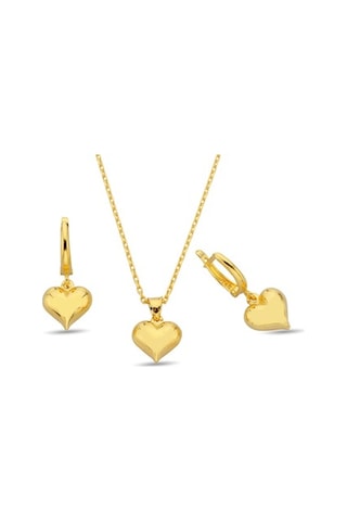 925 Ayar Gümüş Kalp Set Gold