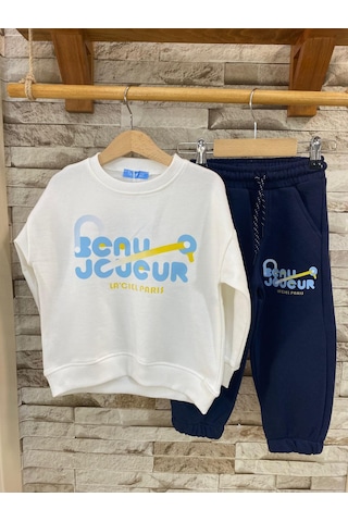 Lacıel Parıs Sloganlı Tenis Erkek Çocuk Eşofman Takım Beyaz