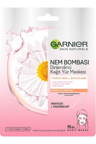 Garnier Nem Bombası Dinlendirici Kağıt Yüz Maskesi