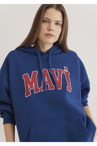 Mavi 1600361-82625 Mavi Logo Baskılı Kapüşonlu Sweatshirt - Lacivert
