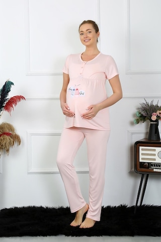 Akbeniz Kadın Kısa Kol Hamile Lohusa Pijama Takımı Pudra 45210-pudra