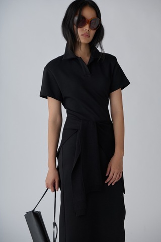 Suud Collection Siyah Raine Polo Yaka Elbise