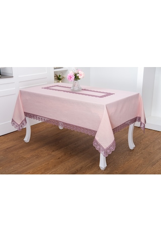 Finezza Jena Lüx Dantelli Simli Keten Kumaş Pudra Masa Örtüsü  160x220 cm-1471