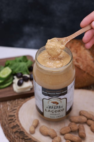 Laçoko Kişiye Özel Şekersiz Saf Katkısız Fıstık Ezmesi Glutensiz Vegan Doğal Çifte Kavrulmuş Parçacıklı Extra Crunchy Yer Fıstığı Ezmesi 3 x 1 KG