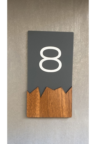 Wooden Serisi Dikey Kapı Numarası