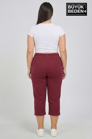 Süperlife Büyük Beden N Baskılı Kadın Şort Kapri Rahat Kalıp Cepli Bağcıklı 3xl-6xl Spr26bsrk591-19 Bordo
