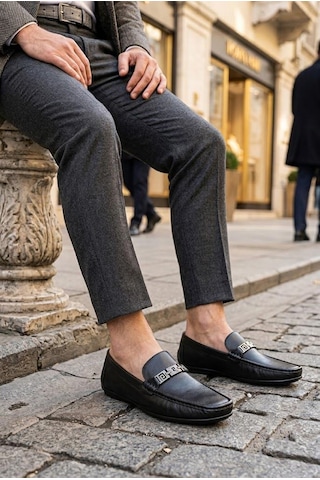 Pierre Cardin 90237 Rahat Esnek Hakiki Deri Erkek Loafer Ayakkabı Siyah
