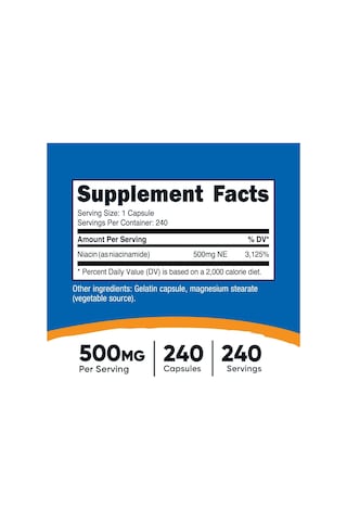 Nutricost Niacinamid Vitamin B3 500 Mg 240 Kapsül
