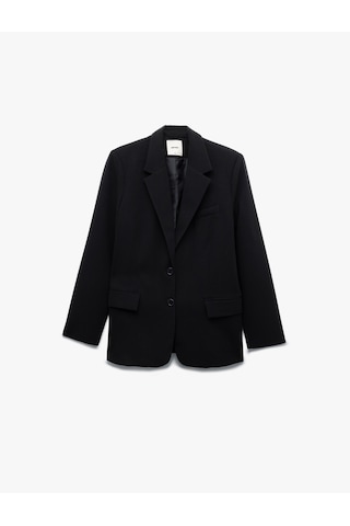 Koton Krep Kumaş Cepli Düğmeli Uzun Kollu Kruvaze Oversize Blazer Ceket Siyah 6wak50006pw Siyah