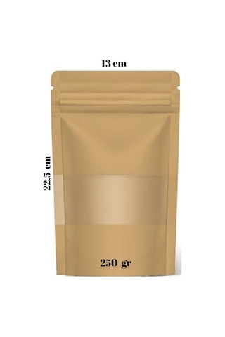 Kraft Pencereli Doypack 50'li 13 x 22.5 CM