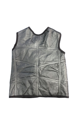 Ln Leather Özel Üretim Patchwork -süet Gerçek Deri Çocuk Yelek 2-3 Yaş Siyah