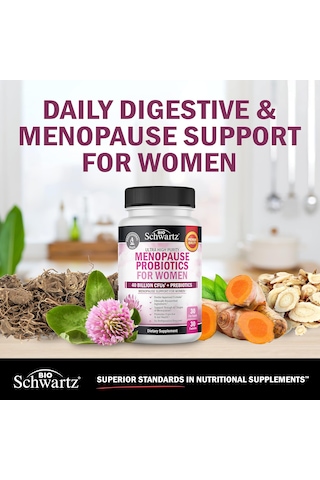 Bioschwartz Menopause Women - 40 Billion Cfu Probiotics Hot Flashes Night Sweats Mood Swings And Balance 60 Caps Aromasız