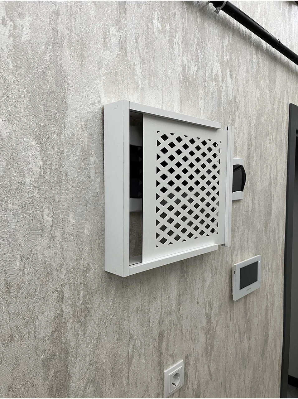 Sürgülü Elektrik Pano Düzenleyici Duvar Düzenleyici Ahşap Dekoratif Beyaz Kutu Baklava 38 X 40