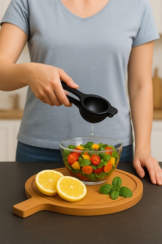 Metal Narenciye Limon Sıkacağı Özel Tasarım Desenli Siyah Sıkacak