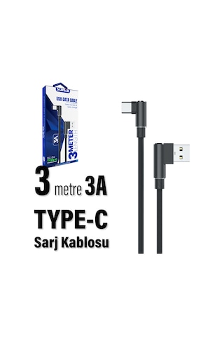 3 Metre Type-c Şarj Kablosu 3m 3 Amper Hızlı Usb - Type C