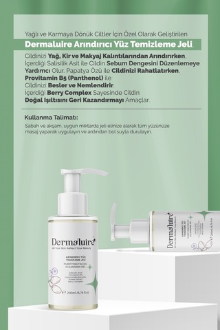 Dermaluire Arındırıcı Yüz Temizleme Jeli 200 ML