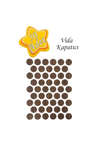 Yapışkanlı Vida Gizleme Yapıştırma Vida Tapası Tıpası 100 Adet - Kahverengi Kahverengi