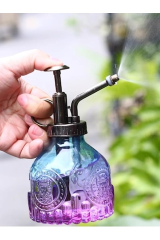 Şık Tasarımlı Ev Bahçe Saksı Çiçeklerine Özel Cam Bitki Sulama Fıskiyesi Kolonya Şişesi 200 Ml Mor