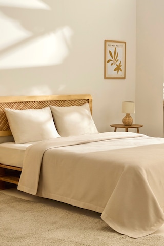 Kaşmir Home Nora %100 Pamuk Çift Kişilik Pike Bej Bej