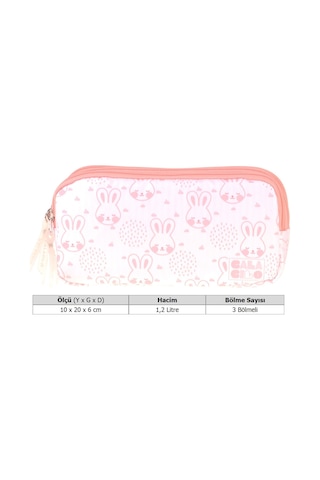 Calacilo Kız Çocuk İlkokul Kalem Çantası - Kedi Baskılı Pembe Renk Pleasant - C4052 Pembe - Krem