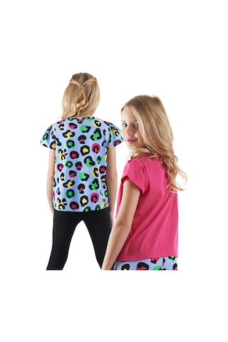 Denokids Kız Çocuk Siyah Leopar 2'li T-shirt Takım Renkli
