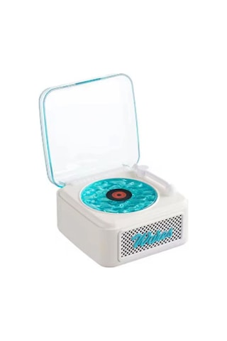 Tedar Nostalji Mini Plak Görünümlü Radyolu Bluetooth Hoparlör 3d Ses Dalgası Retro Müzik Plak Beyaz Najmaddin
