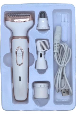 Moveevo 4'ü 1 Arada Kadın Tıraş Makinesi 4'ü 1 Arada Elektrikli Tüy Dökücü Usb Şarjlı 3028 Beyaz