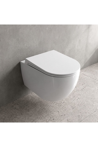 Dura Bagno Siena Asma Klozet Rimless 52,5 Cm Yavaş Kapanır Kapak Dahil Beyaz Dbo.36.01.03.03