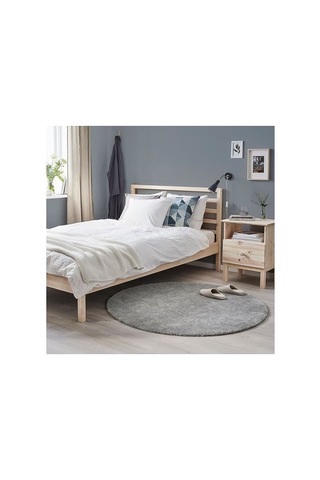 Ikea Stoense Yuvarlak Halı, Orta Gri, 130 Cm, Yuvarlak